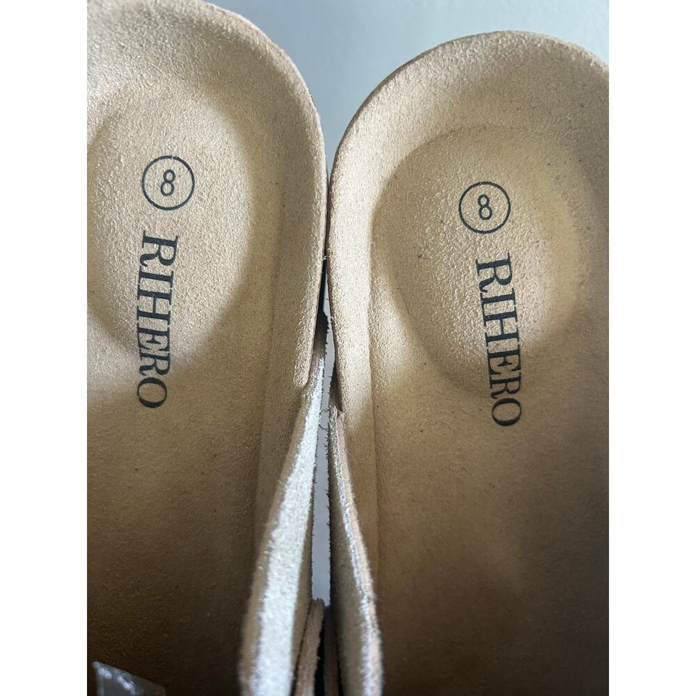 Rihero Suede Slip On mules Beige Platform Sole Cushioned Footbed  Casual Comfort - Picture 11 of 11
